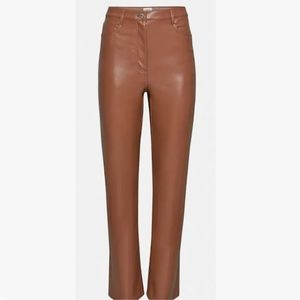 Aritzia Wilfred Melina high rise cognac faux leather pants 2